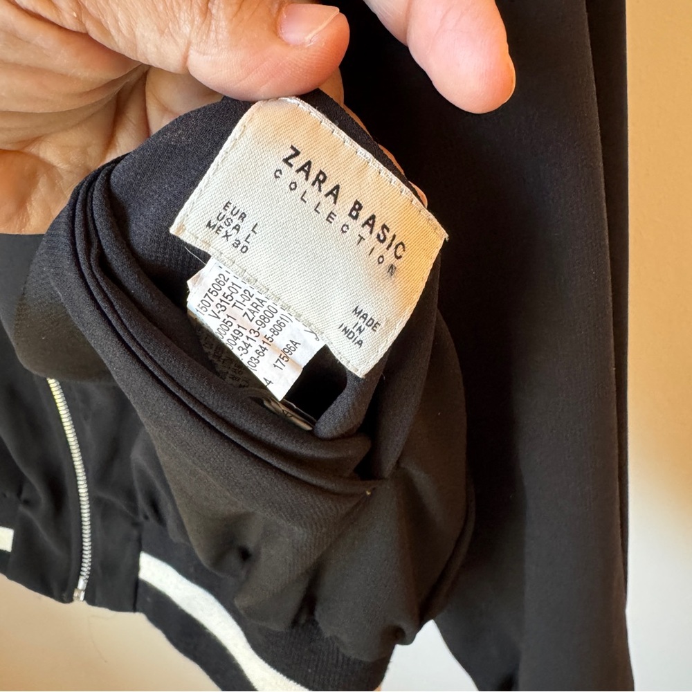 Zara Basic Black Jacket With White Trim - image 3